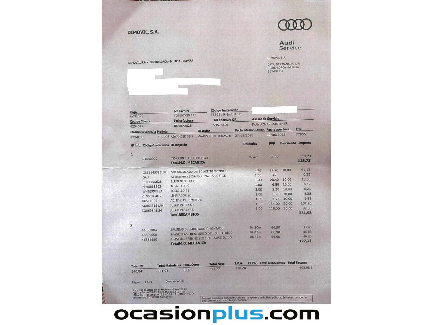 Foto del mantenimiento del Audi Q3 Audi Q3 Advanced 35 TDI (150 CV) S tronic