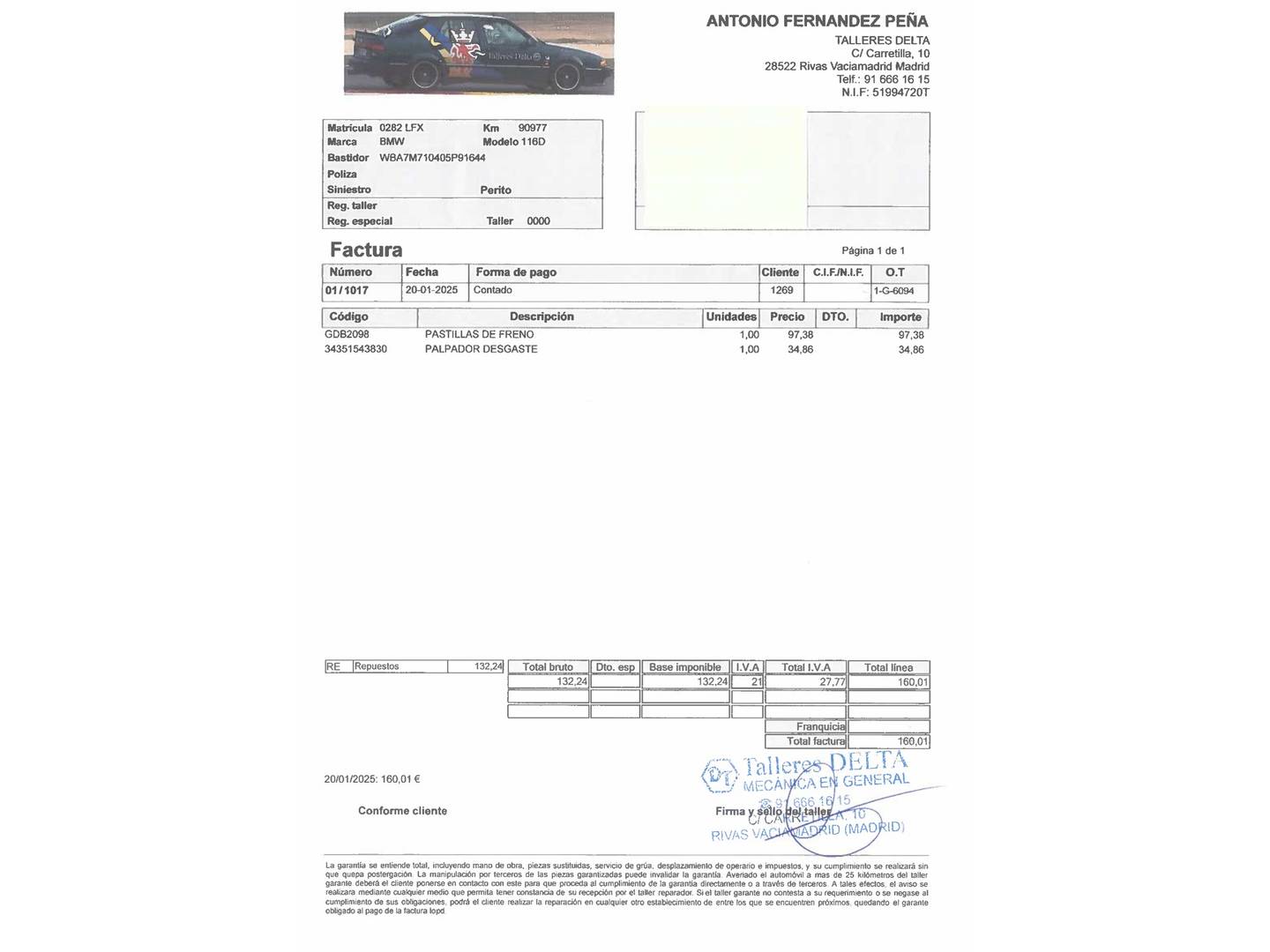 Foto del mantenimiento del BMW Serie 1 BMW Serie 1 116d (116 CV) Pack M