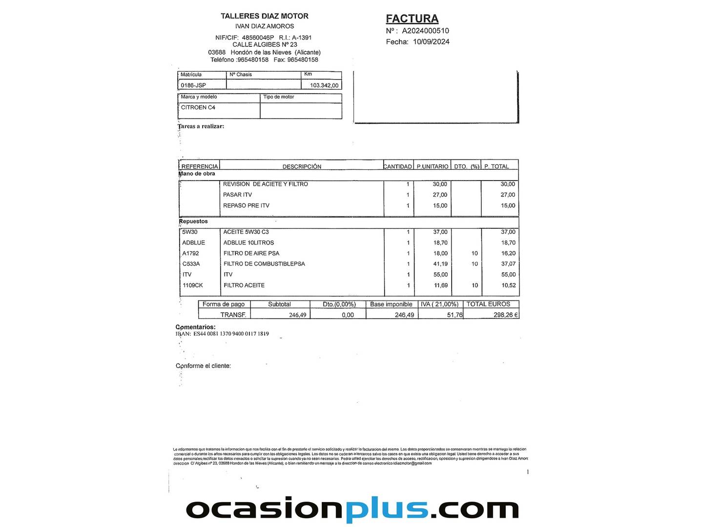 Foto del mantenimiento del Citroën C4 Cactus Citroen C4 Cactus BlueHDi 100 Feel (100 CV)