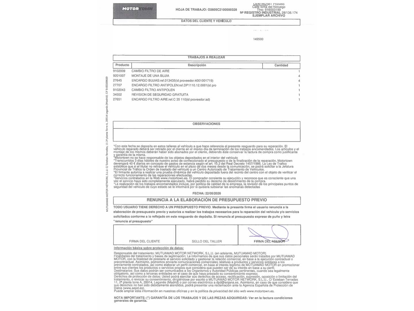Foto del mantenimiento del Peugeot 407 Peugeot 407 2.0 Sport (140 CV)