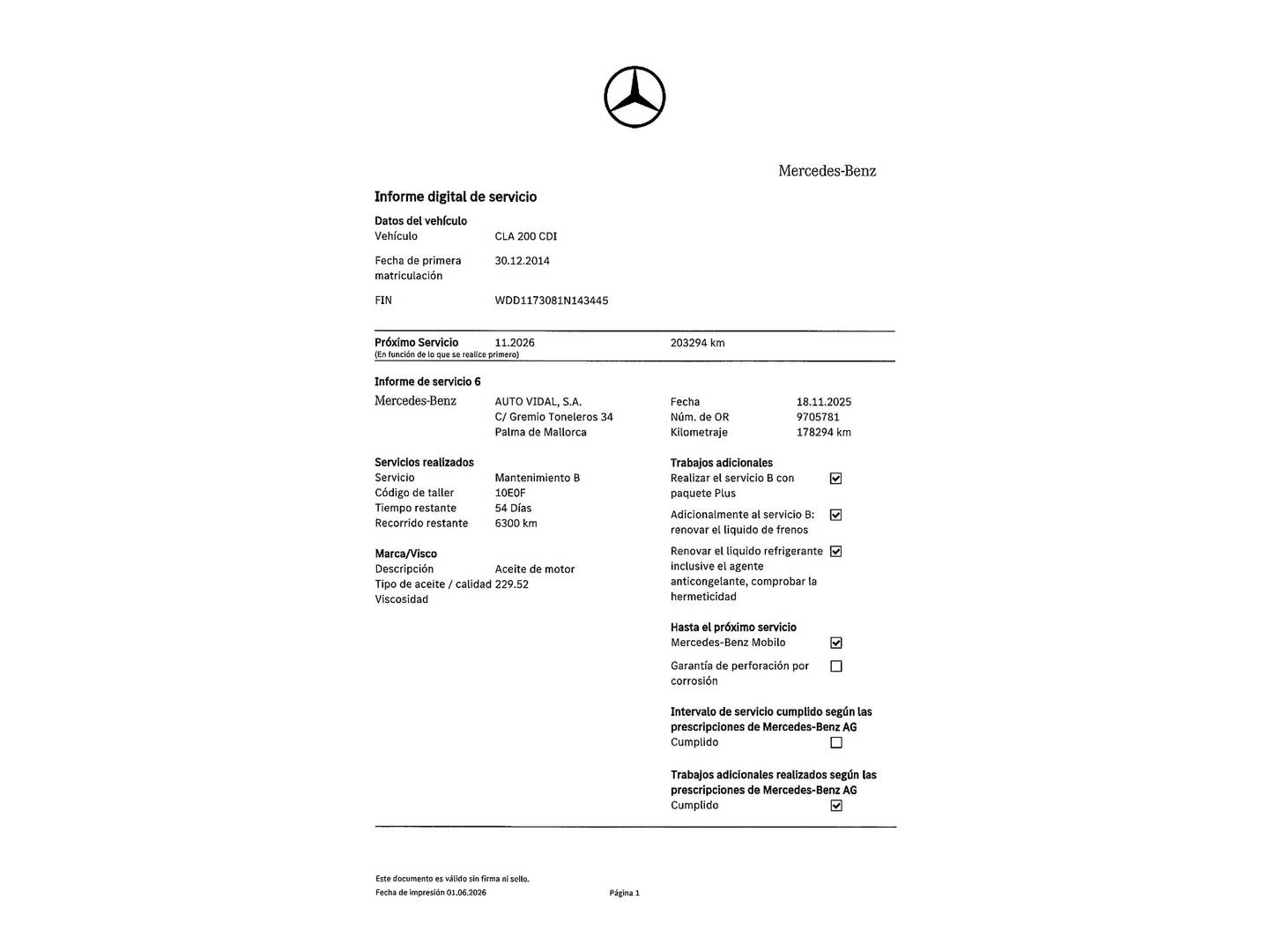 Foto del mantenimiento del Mercedes CLA Mercedes CLA 200 CDI (136 CV) Pack AMG