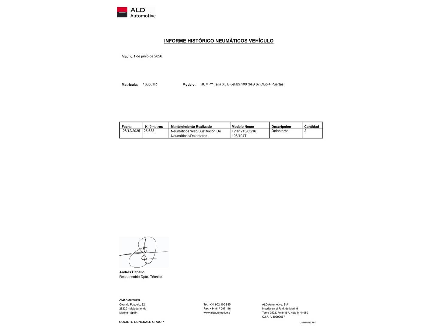 Foto del mantenimiento del Citroën Jumpy Citroën Jumpy BlueHDi 100 Talla XL (102 CV)