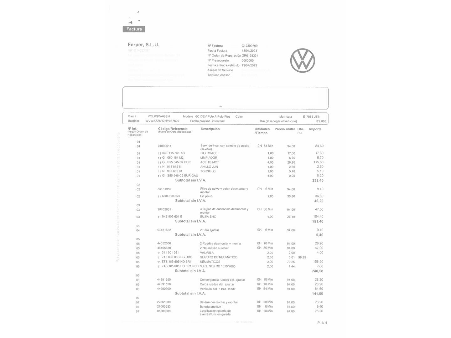 Foto del mantenimiento del Volkswagen Polo Volkswagen Polo A-Polo Plus 1.2 TSI BMT (90 CV)