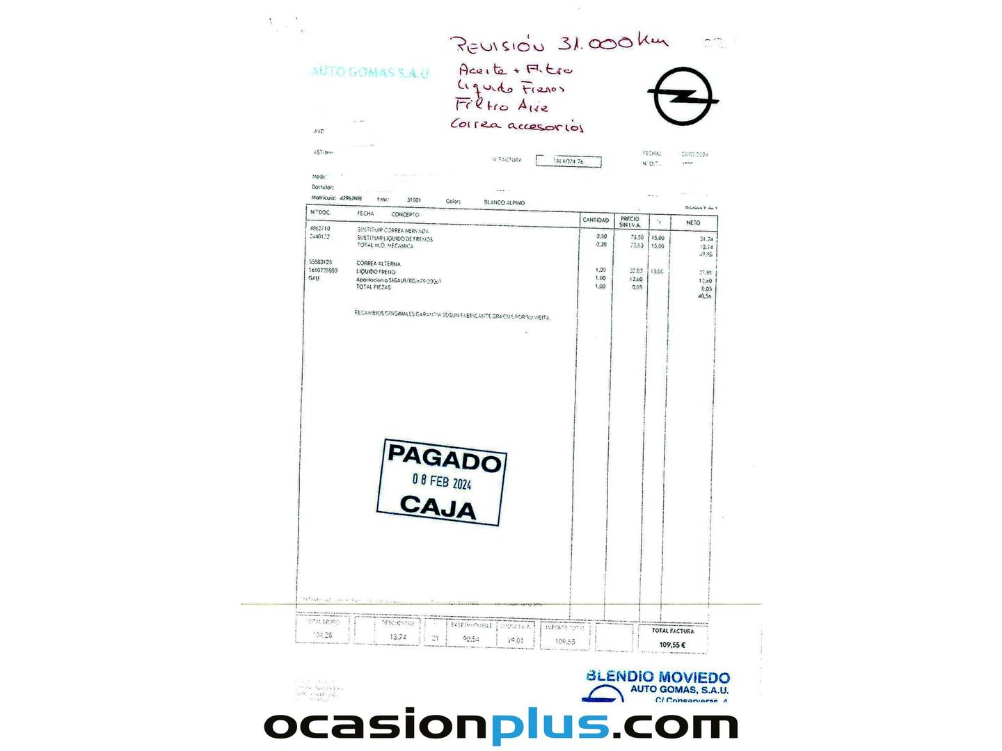 Foto del mantenimiento del Opel Zafira Tourer Opel Zafira Tourer 1.4 Turbo S&S Excellence  (140 CV) 7 plazas