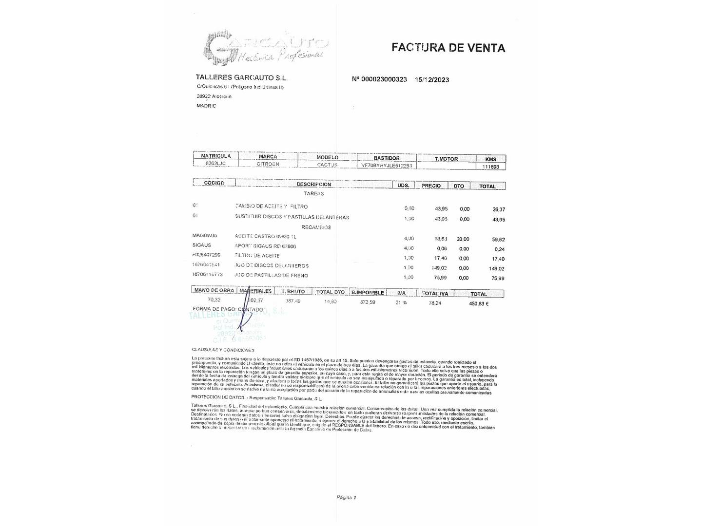 Foto del mantenimiento del Citroën C4 Cactus Citroën C4 Cactus BlueHDi 100 S&S Shine Pack (102 CV)