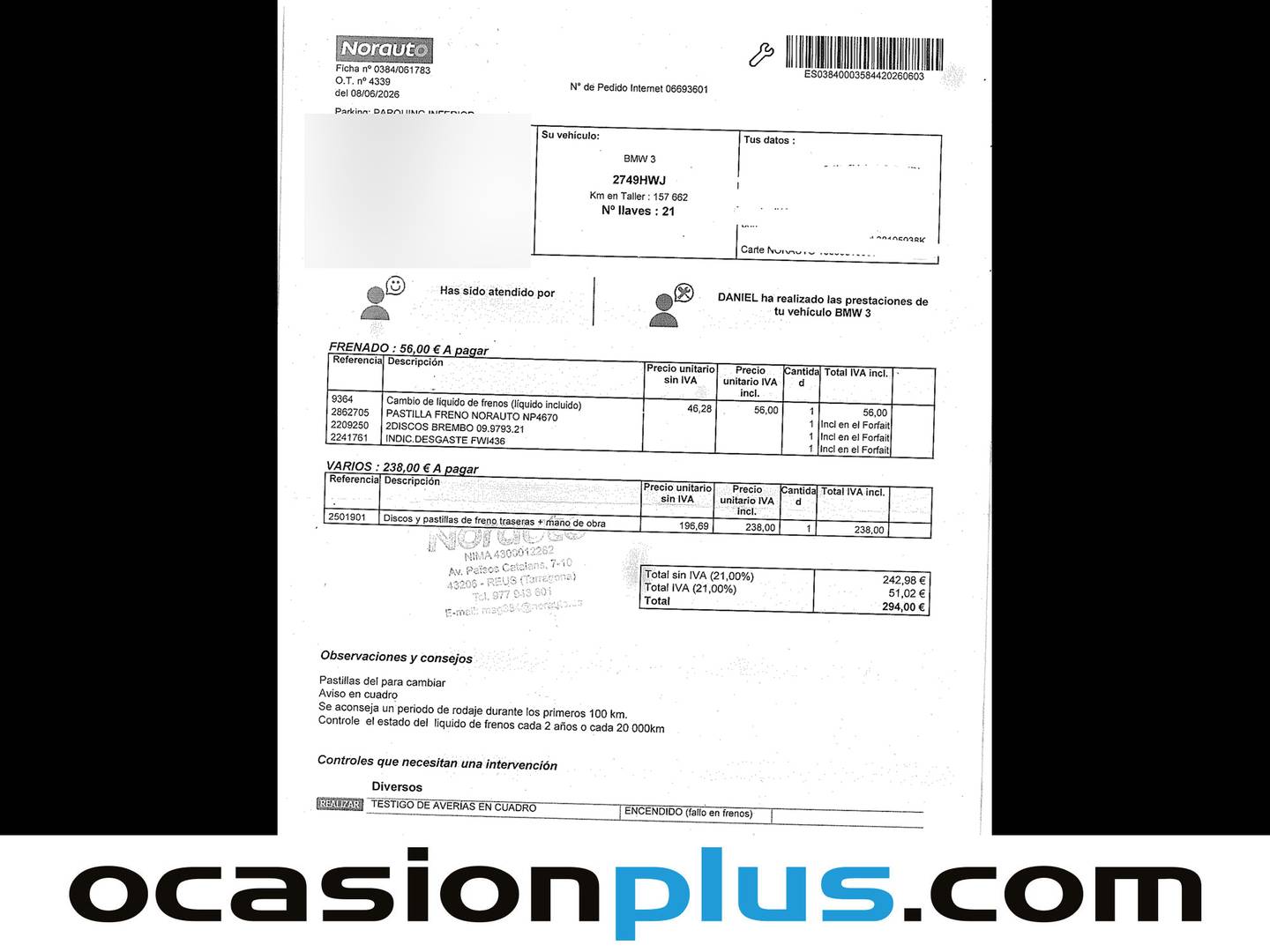 Foto del mantenimiento del BMW Serie 3 BMW Serie 3 316d (116 CV)