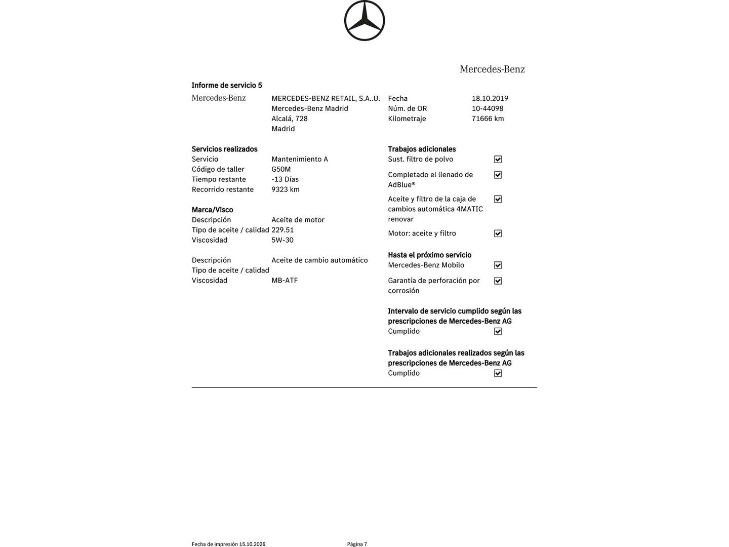 Foto del mantenimiento del Mercedes Clase C Mercedes Clase C 220 BlueTEC Avantgarde (170 CV)