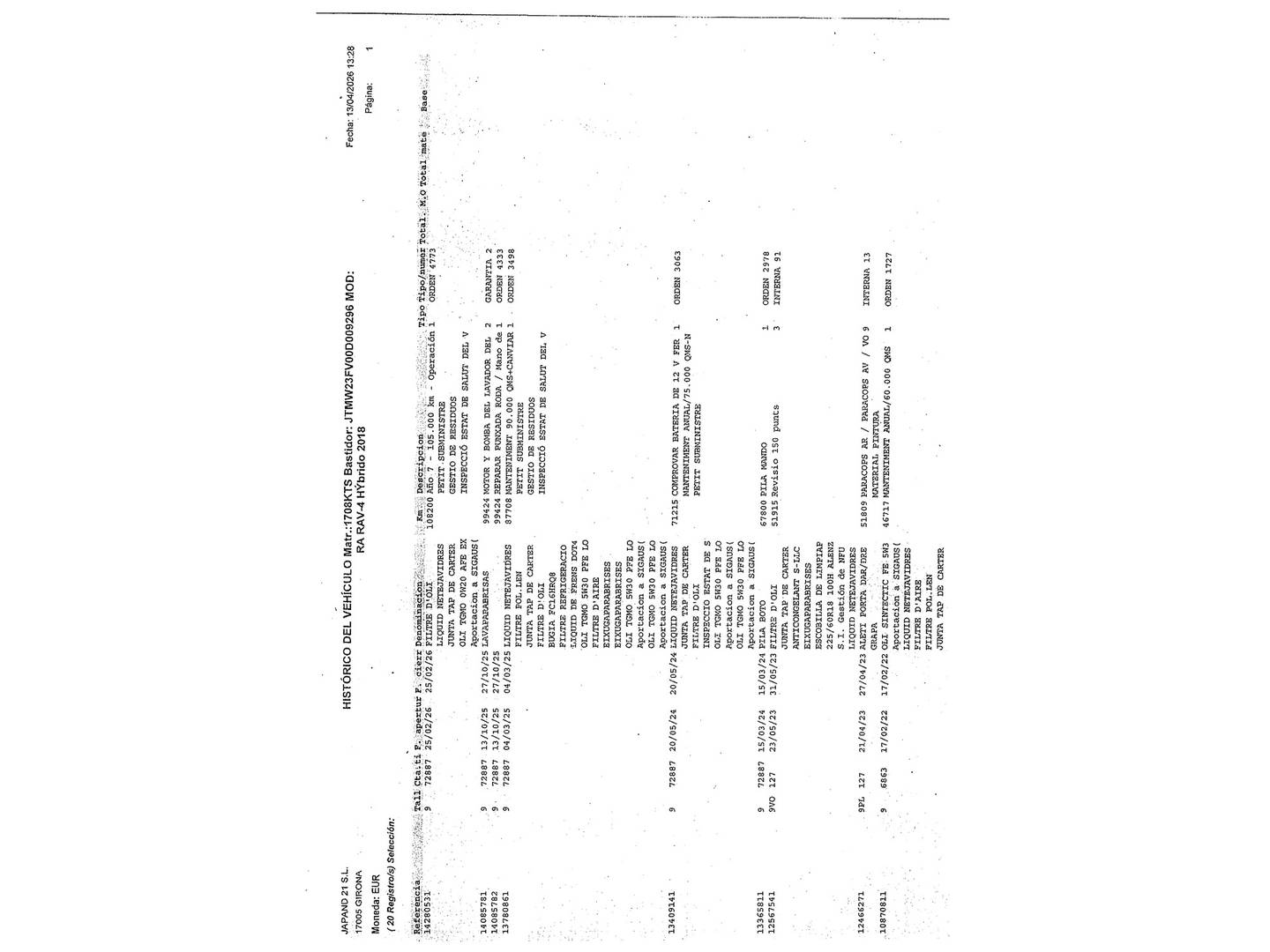 Foto del mantenimiento del Toyota Rav4 Toyota Rav4 2.5l hybrid Advance (218 CV)