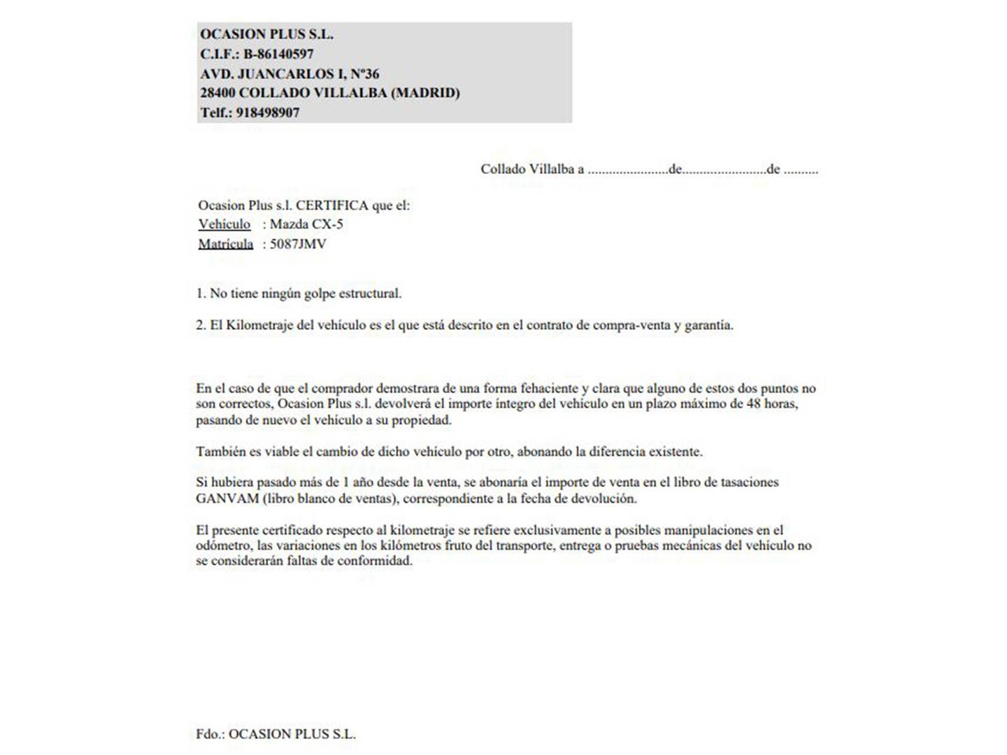 Foto del certificado del Mazda CX-5 Mazda CX-5 2.2 DE 4WD Luxury + Premium (CN)  (150 CV)