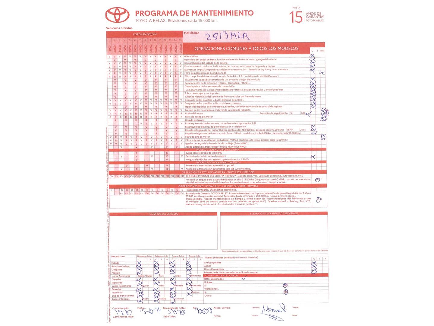 Foto del mantenimiento del Toyota Corolla Toyota Corolla 140H Active Plus (140 CV)