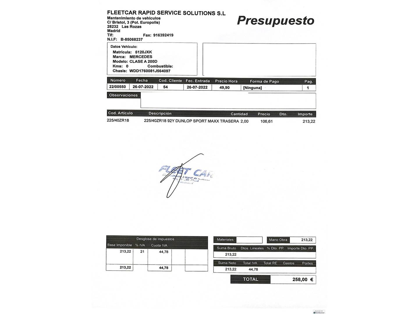 Foto del mantenimiento del Mercedes Clase A Mercedes Clase A 200 d (136 CV) Pack AMG