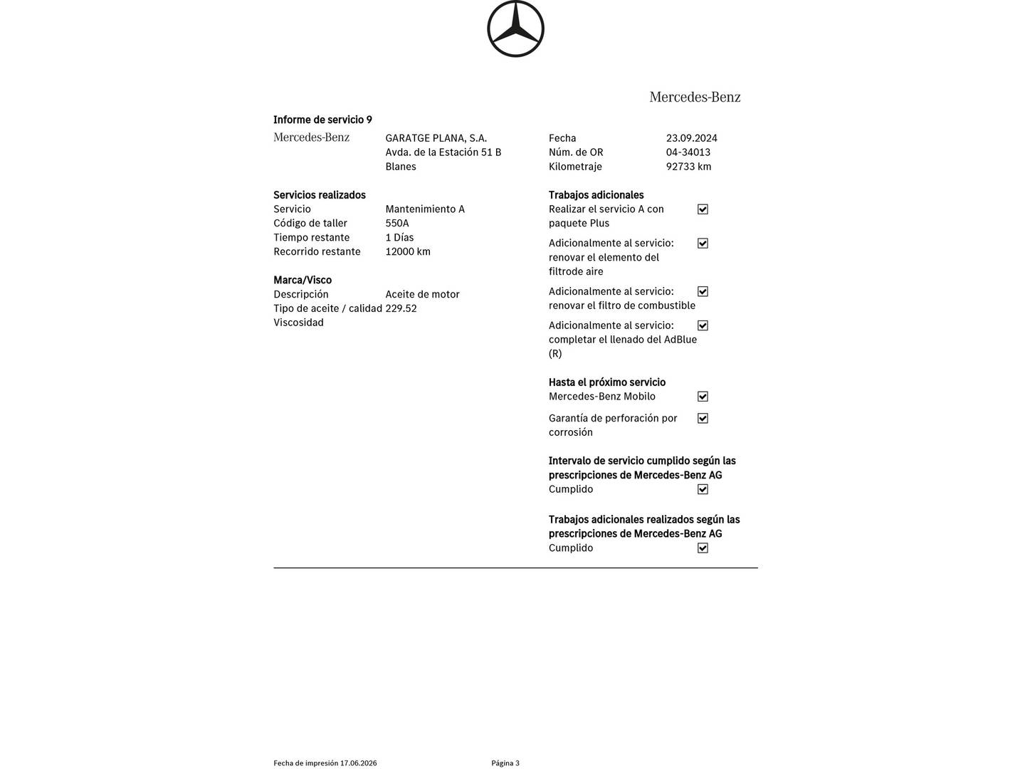 Foto del mantenimiento del Mercedes Clase C Mercedes Clase C C 220 BlueTEC AMG Line (170 CV)