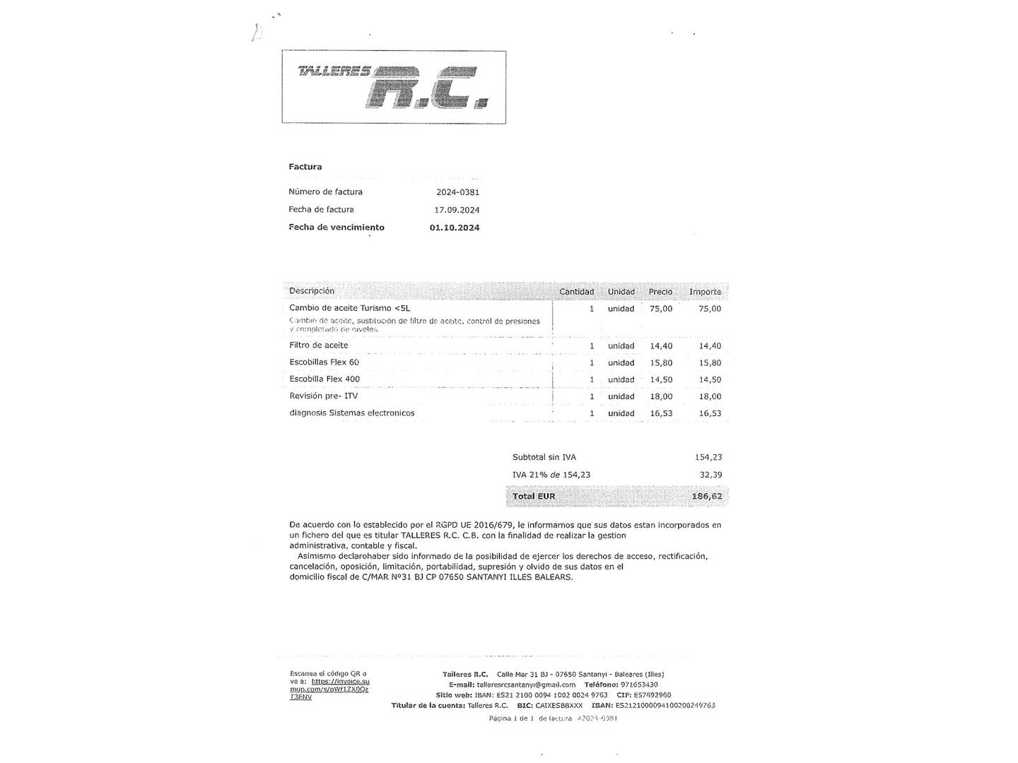 Foto del mantenimiento del Renault Clio Renault Clio Limited 1.2 (75 CV)