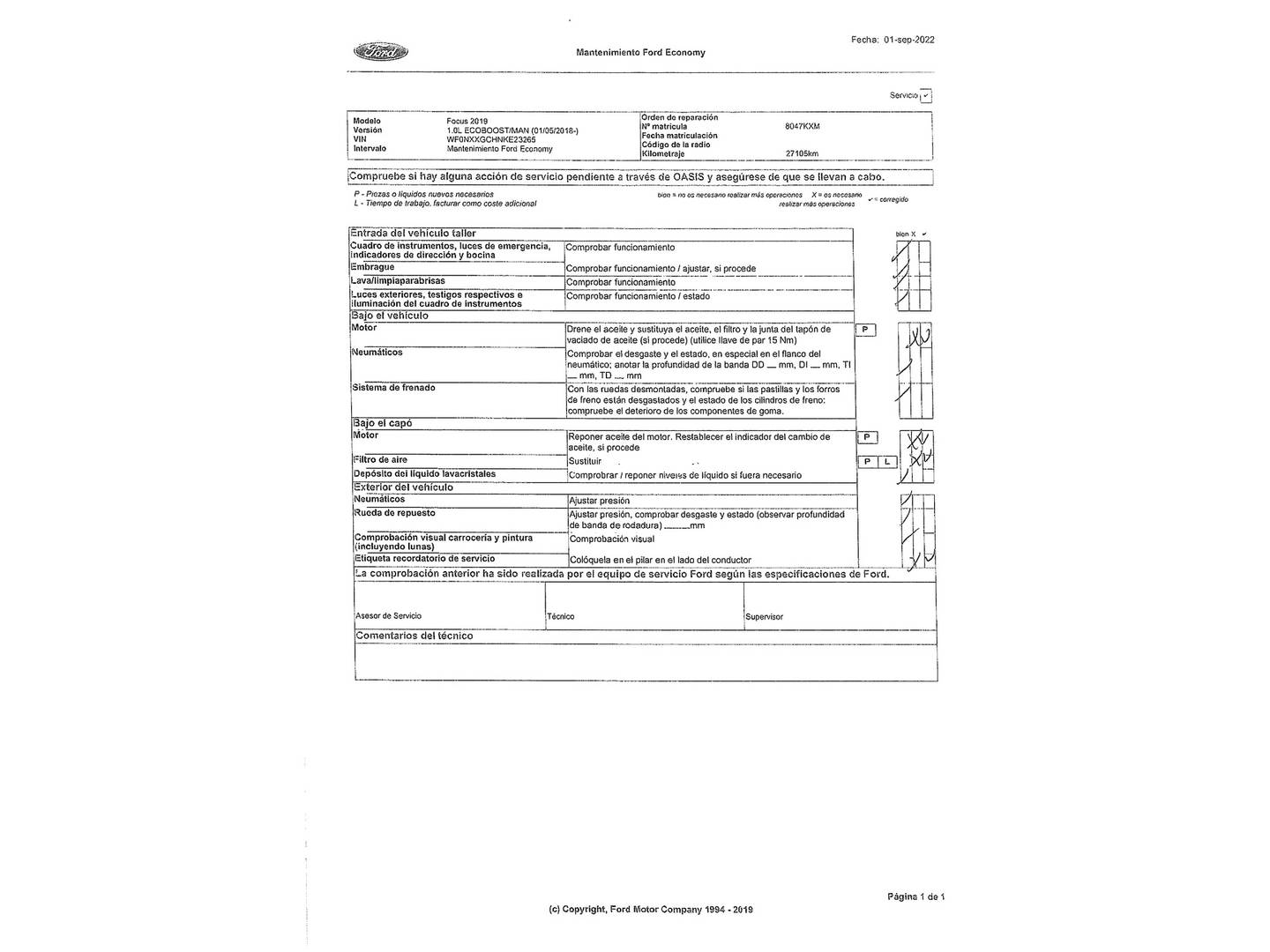 Foto del mantenimiento del Ford Focus Ford Focus 1.0 Ecoboost S&S ST-Line (125 CV)