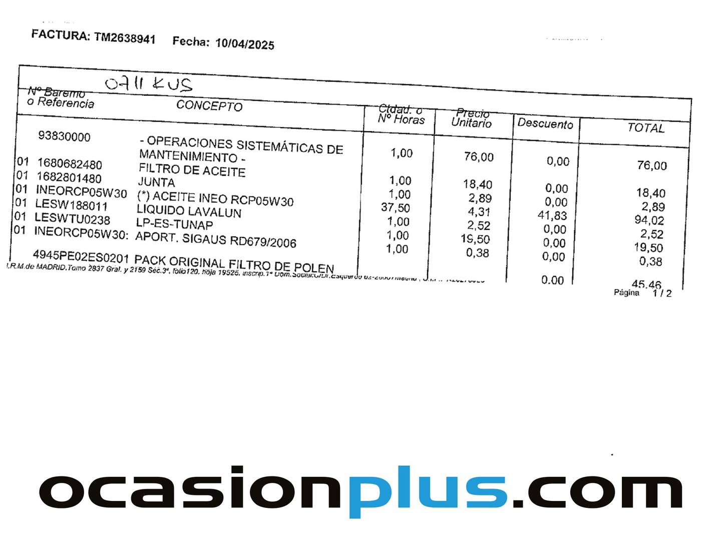 Foto del mantenimiento del Peugeot 108 Peugeot 108 VTi Active (72 CV)