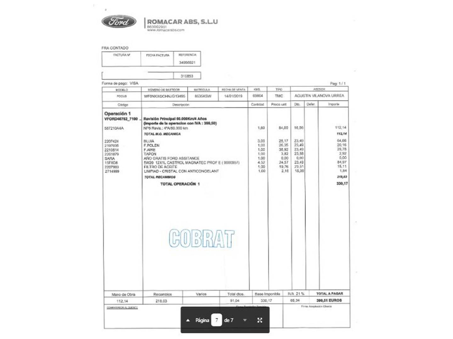 Foto del mantenimiento del Ford Focus Ford Focus 1.0 Ecoboost S&S ST-Line (125 CV)
