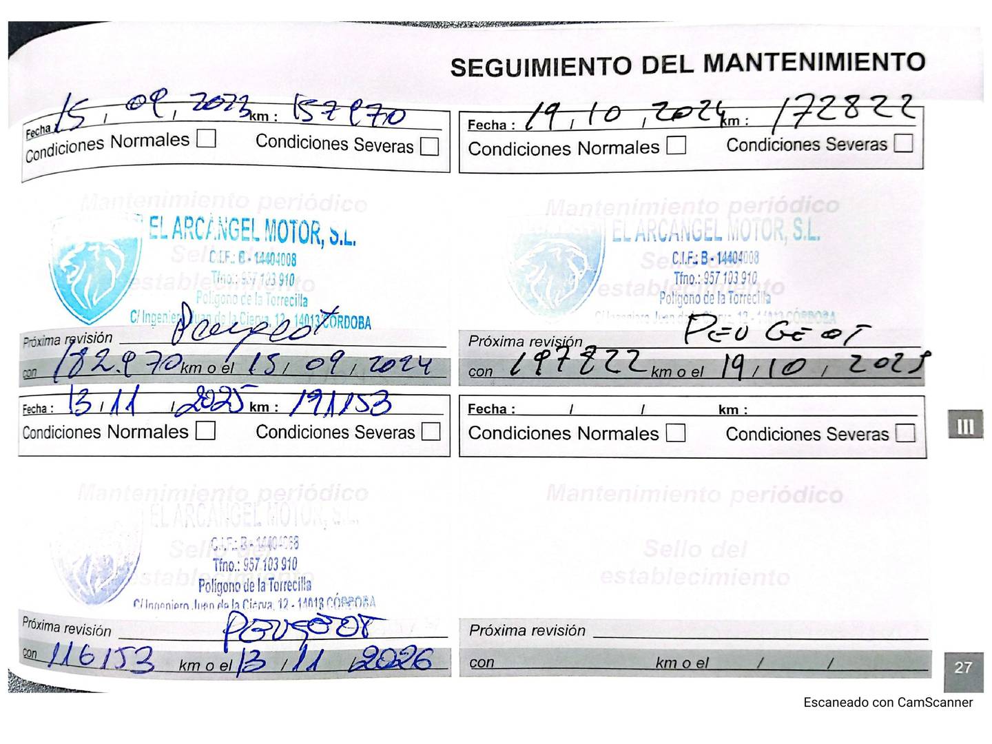 Foto del mantenimiento del Peugeot 308 Peugeot 308 BlueHDi 100 S&S Active (100 CV)