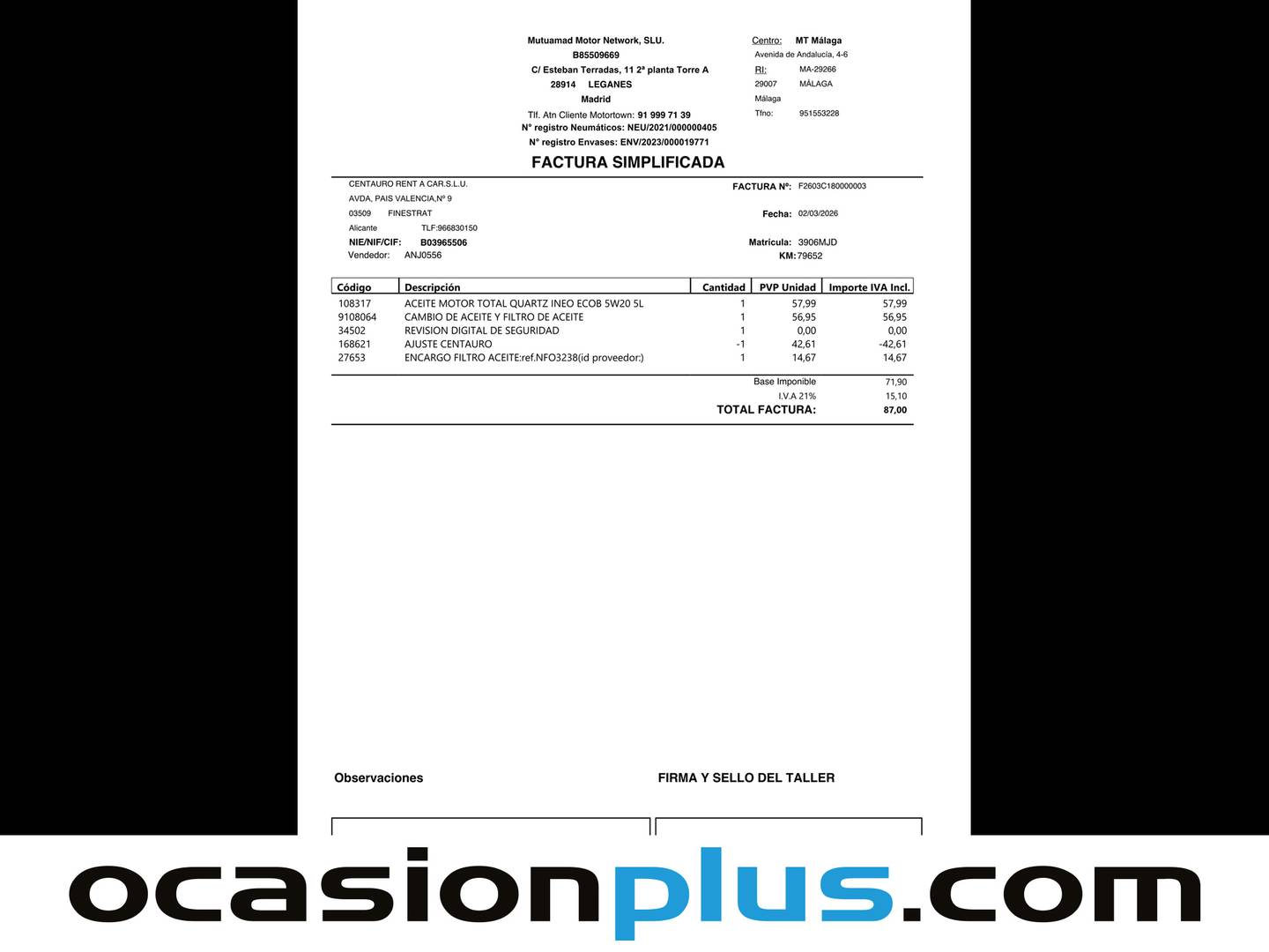 Foto del mantenimiento del Ford Fiesta Ford Fiesta 1.0 EcoBoost MHEV ST-Line (125 CV)