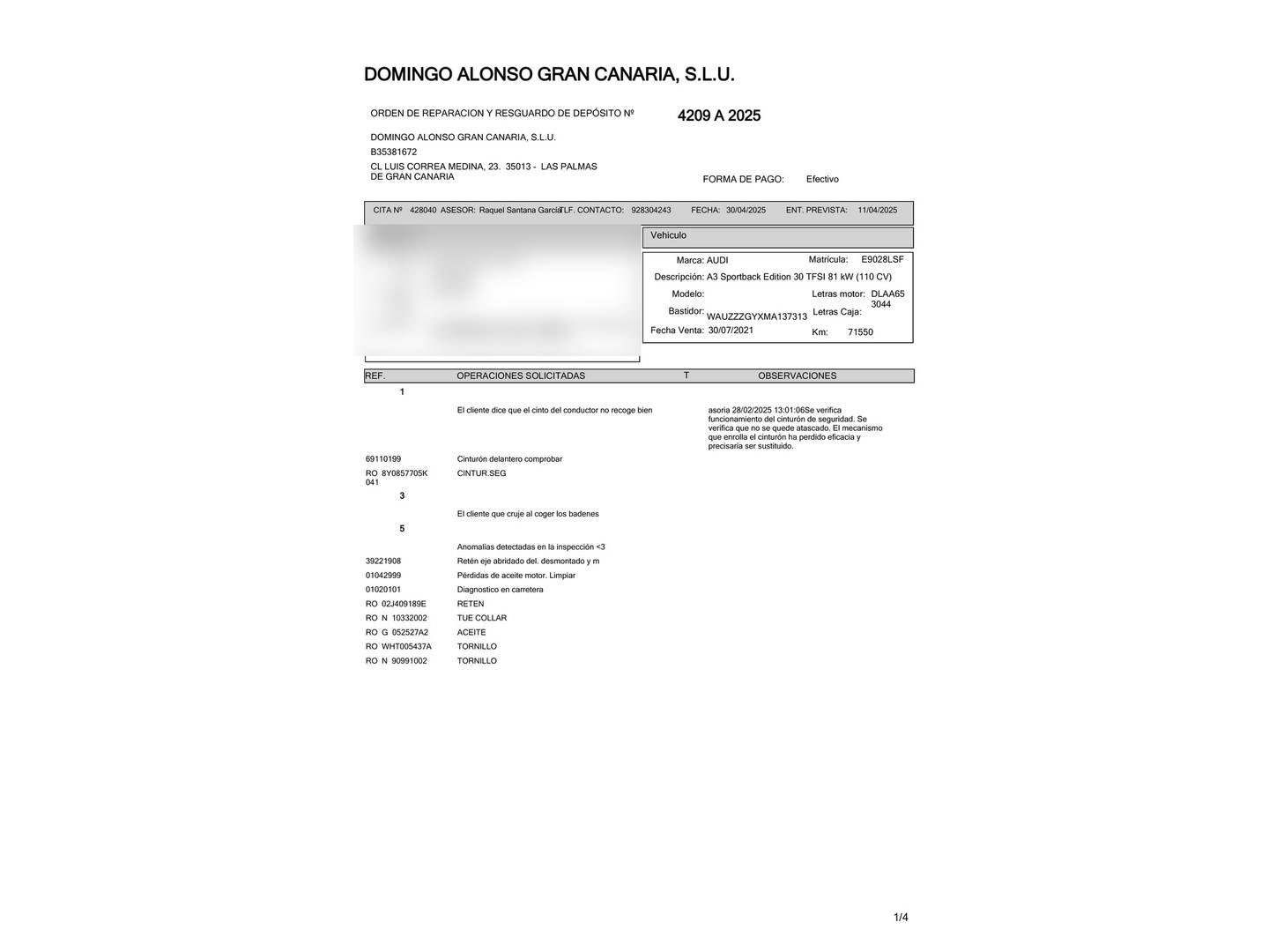 Foto Audi A3 Audi A3 Sportback 30 TFSI (110 CV)