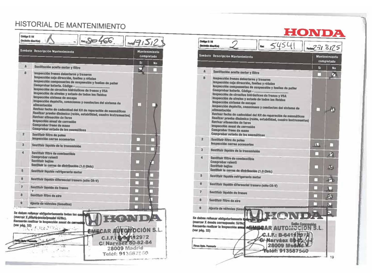 Foto del mantenimiento del Honda CR-V Honda CR-V 2.0 i-MMD Lifestyle 4x2 Auto (184 CV)