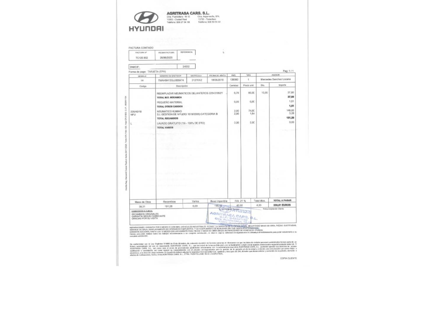 Foto del mantenimiento del Hyundai i30 Hyundai i30 Fastback 1.4 TGDI Style DCT (140 CV)