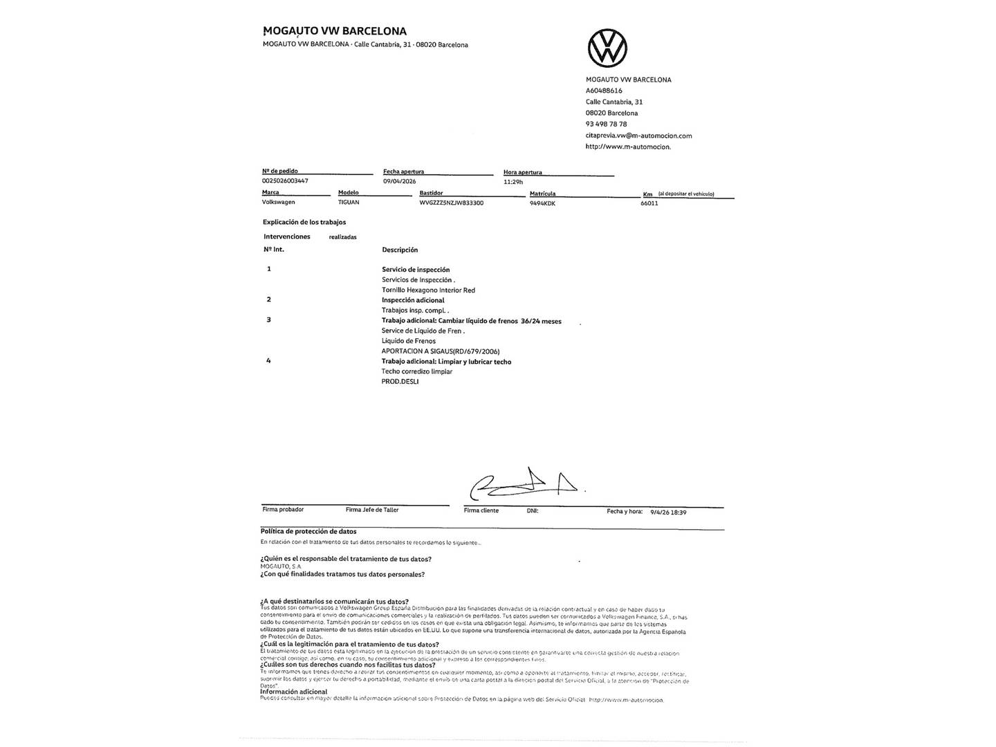 Foto del mantenimiento del Volkswagen Tiguan Volkswagen Tiguan Sport 1.4 ACT TSI (150 CV) DSG Paquete R-Line