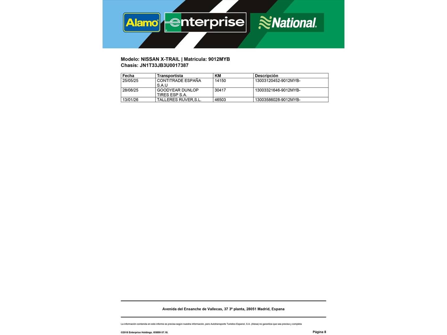 Foto del mantenimiento del Nissan X-TRAIL Nissan X-Trail 1.5 e-4ORCE N-Connecta 4X4 AT (213 CV) 7 Plazas