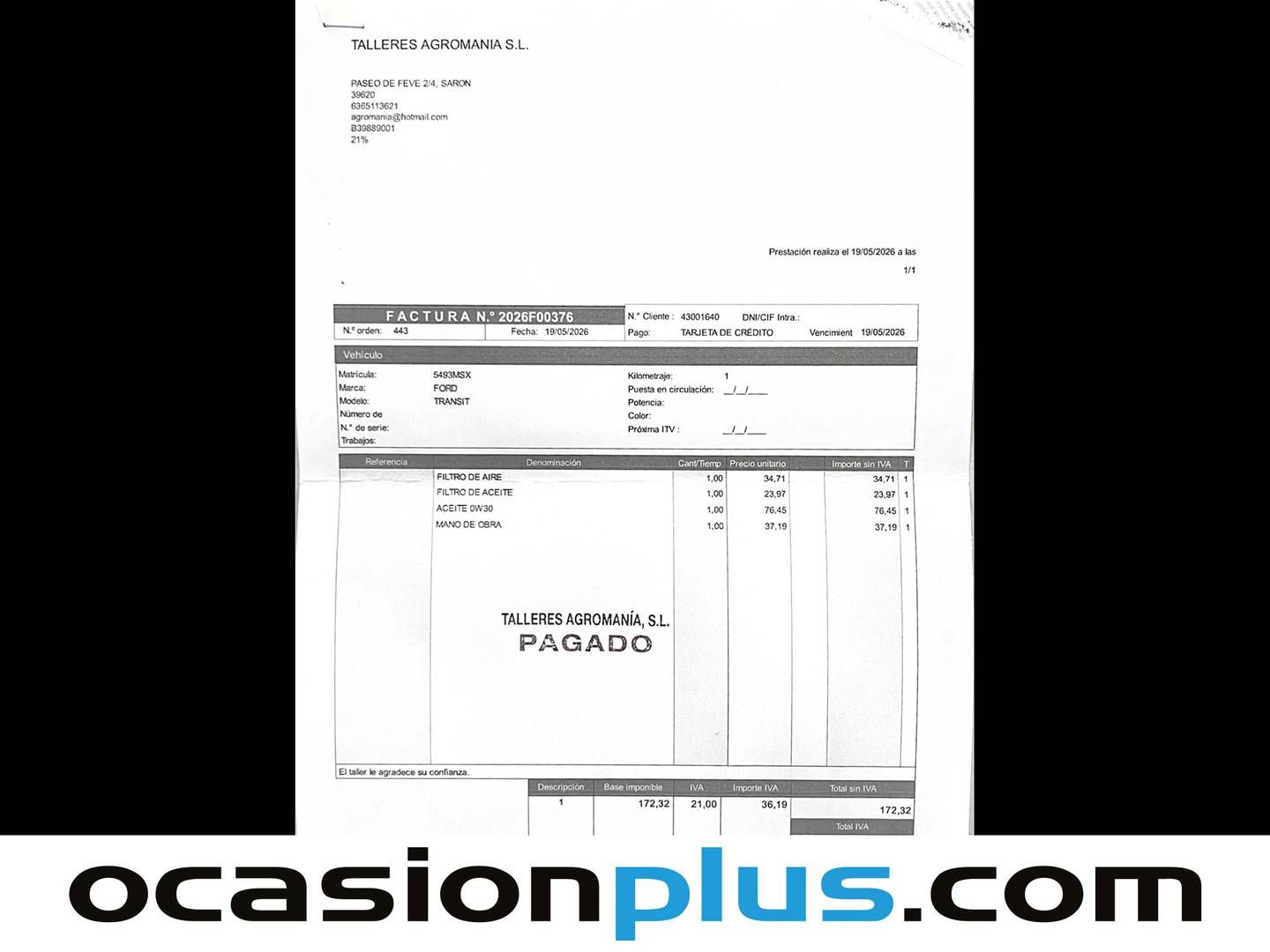 Foto del mantenimiento del Ford Transit Courier Ford Transit Courier Furgon 1.0 EcoBoost Trend (100 CV)