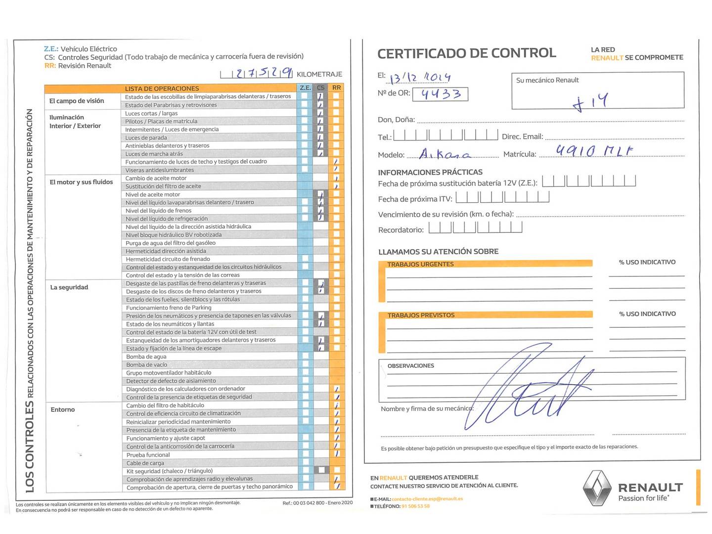Foto del mantenimiento del Renault Arkana Renault Arkana Equilibre TCe (140 CV) EDC Microhíbrido