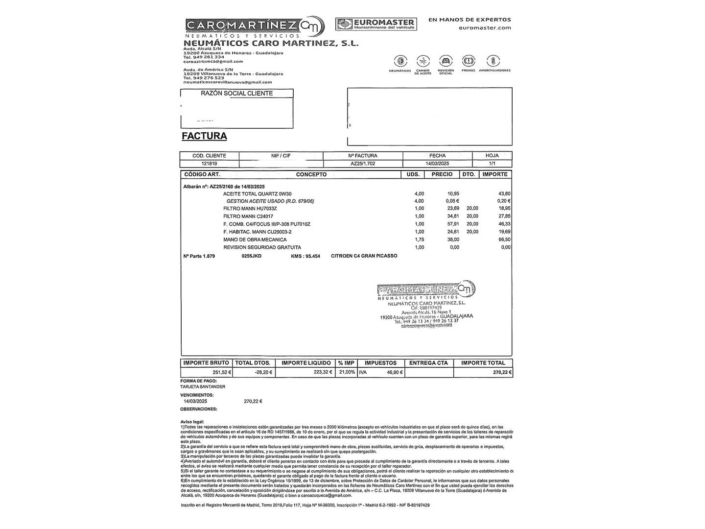 Foto del mantenimiento del Citroën Grand C4 Picasso Citroën Grand C4 Picasso BlueHDi 120 Feel Edition EAT6 (120 CV) 7 Plazas