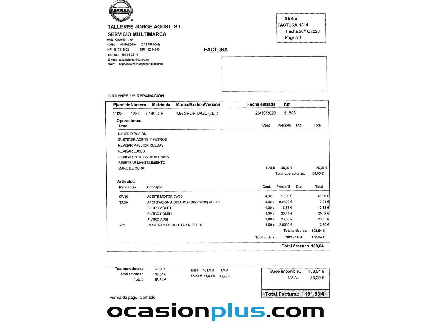 Foto del mantenimiento del KIA Sportage Kia Sportage 1.6 GDi Concept 4x2 (132 CV)