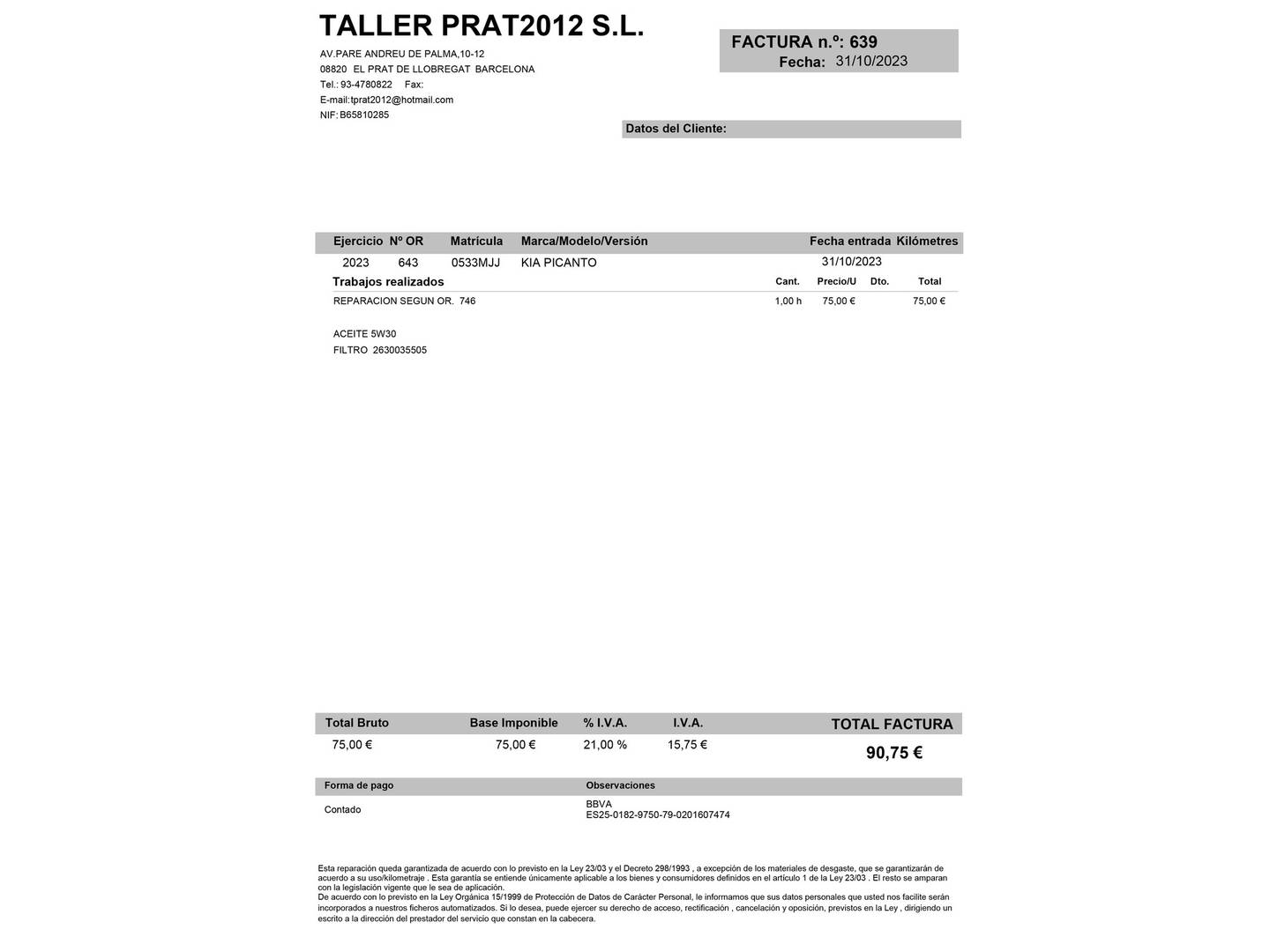 Foto del mantenimiento del KIA Picanto KIA Picanto 1.0 DPi Concept Pack Comfort (67 CV)