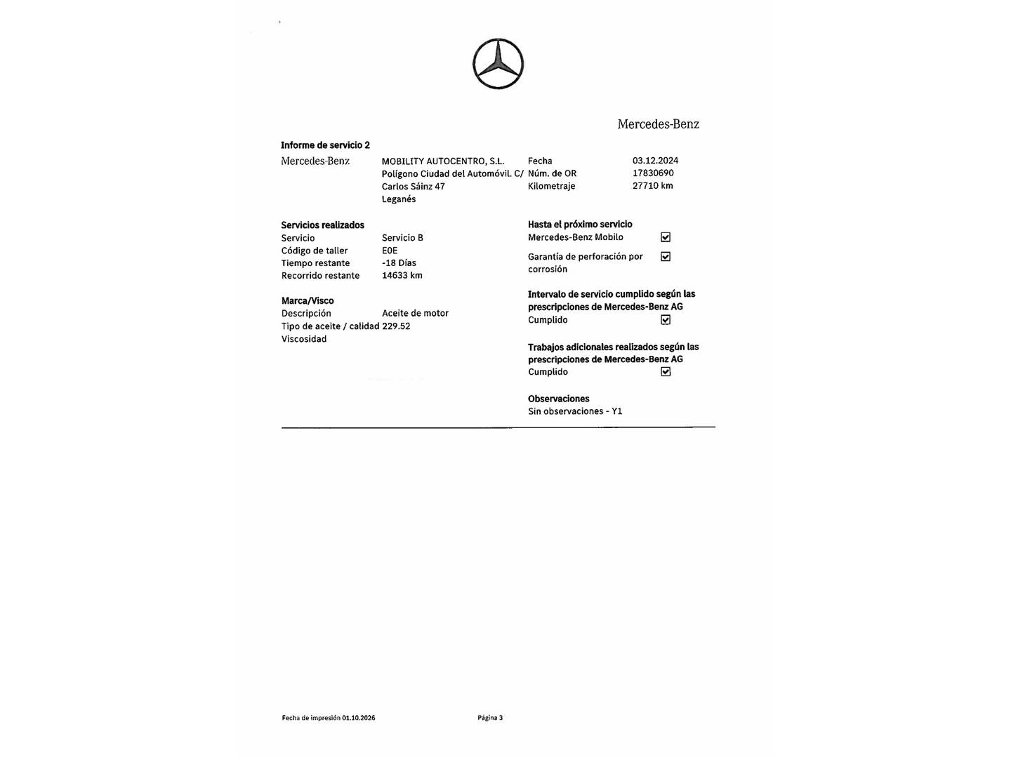 Foto del mantenimiento del Mercedes Clase C Mercedes Clase C 200 d (163 CV) Pack AMG