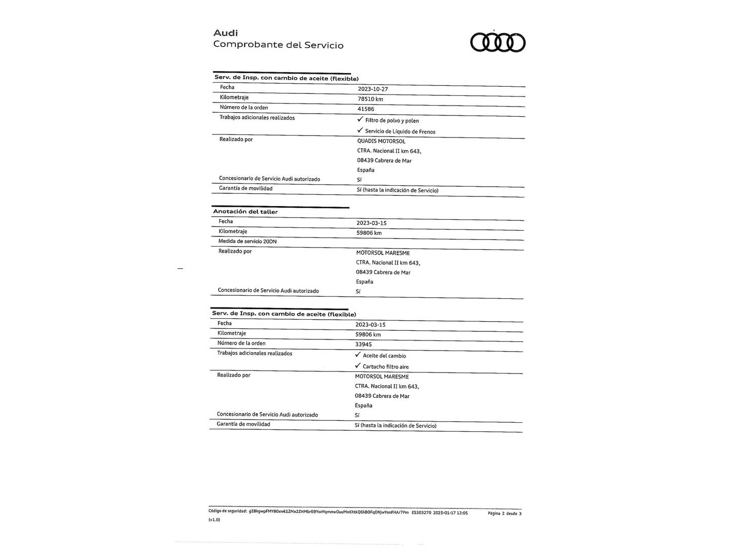 Foto del mantenimiento del Audi A6 Audi A6 Sport 45 TFSI ultra quattro (245 CV) S tronic Pack S-Line