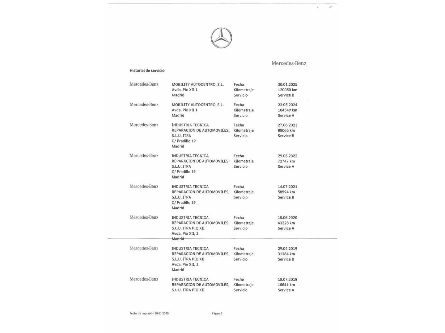 Foto del mantenimiento del Mercedes GLA Mercedes GLA GLA 200 (156 CV)