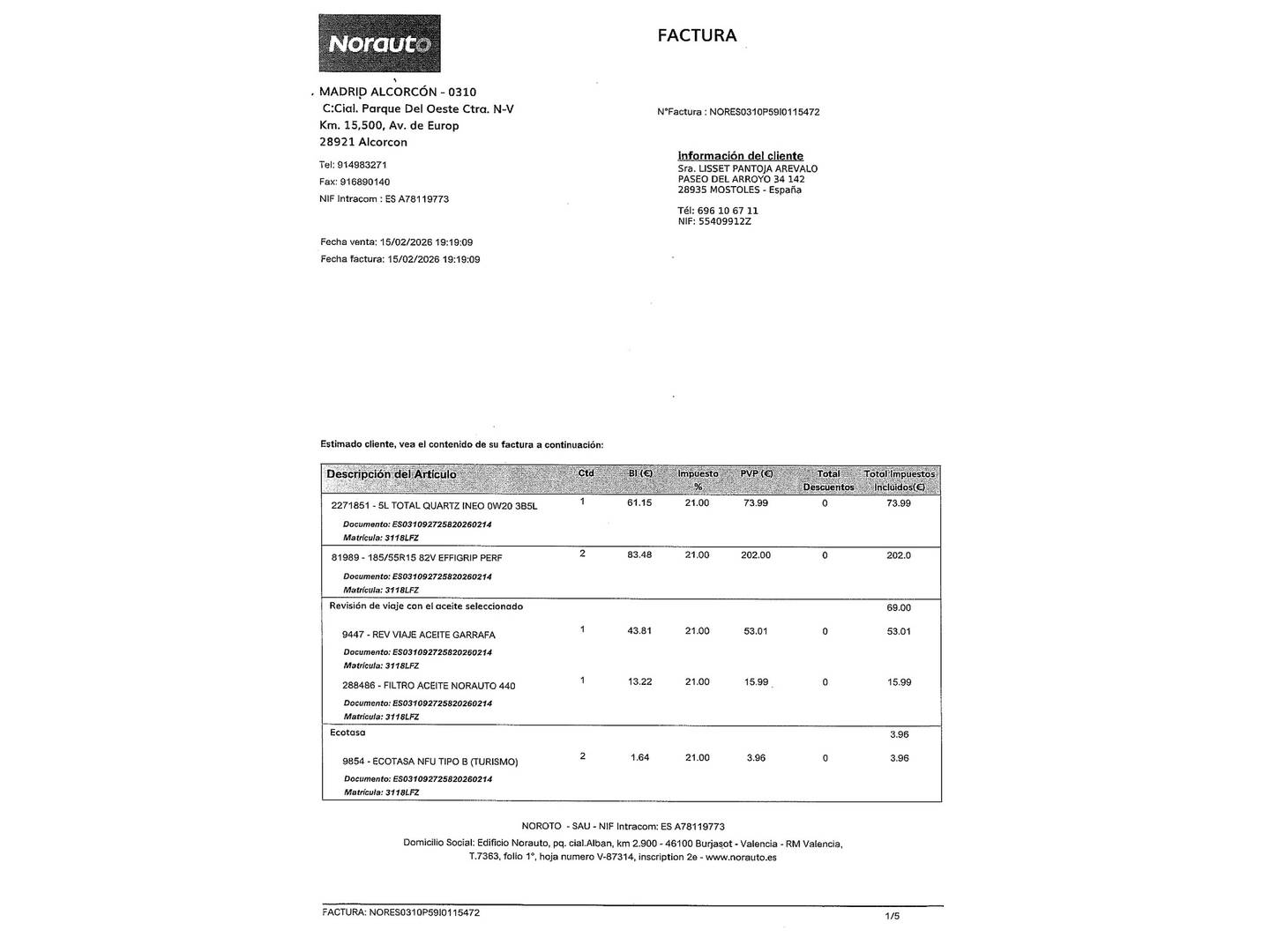 Foto del mantenimiento del Fiat 500 Fiat 500 1.0 GSE S (70 CV)