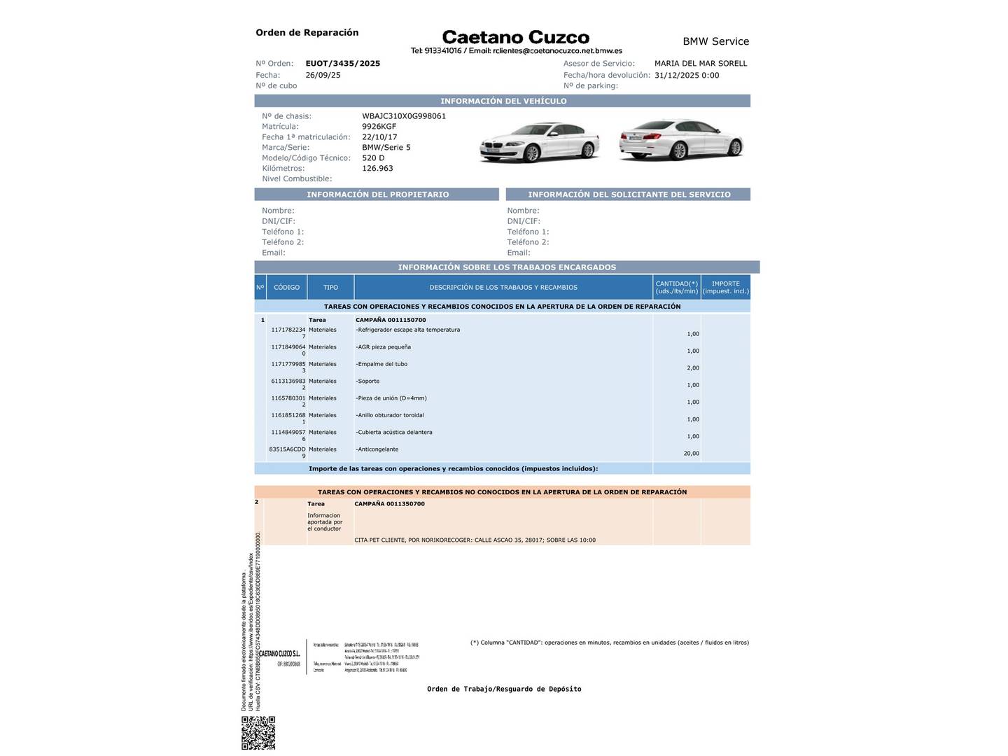 Foto BMW Serie 5 BMW Serie 5 520d  (190 CV)