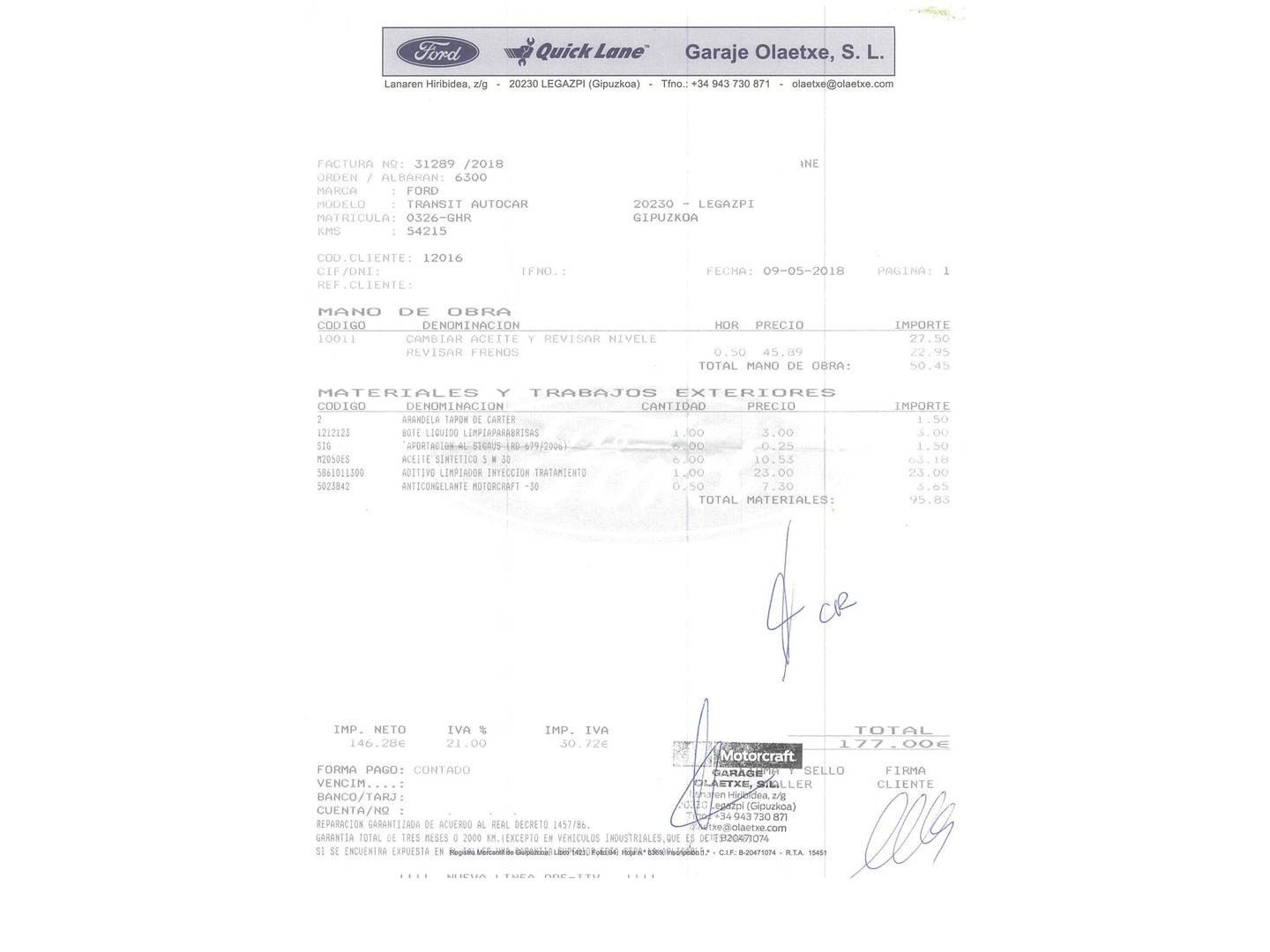 Foto del mantenimiento del Burstner Belcanto Burstner Belcanto A570 (131 CV)