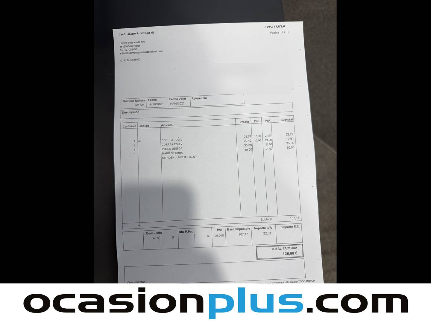 Foto del mantenimiento del Citroën Jumper Citroën Jumper Furgon BlueHDi 130 30 L1H1 (130 CV)