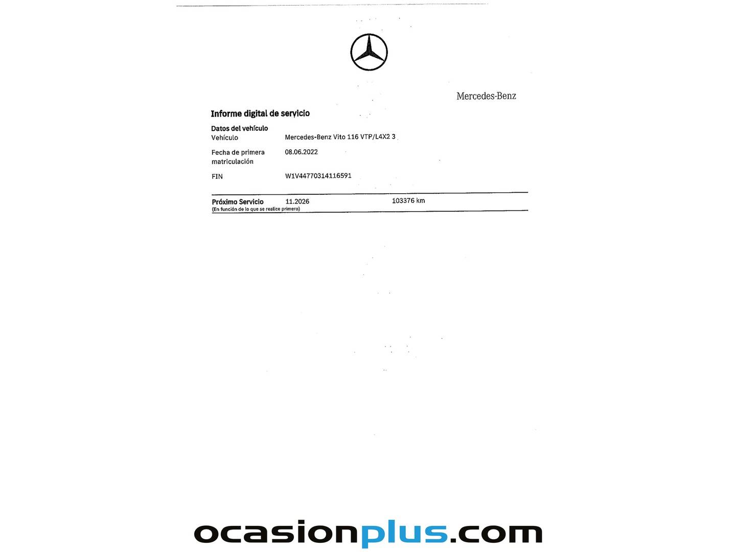 Foto del mantenimiento del Mercedes Vito Mercedes Vito Combi 116 CDI Tourer Pro Larga (163 CV) 9 Plazas