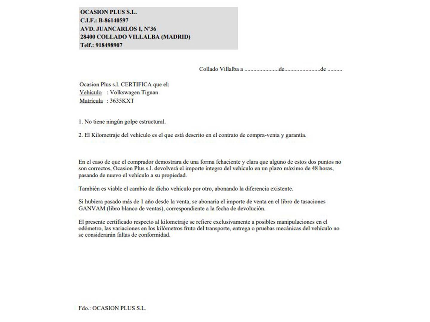 Foto del certificado del Volkswagen Tiguan Volkswagen Tiguan Advance 1.5 TSI  Pack R-line (150 CV) DSG