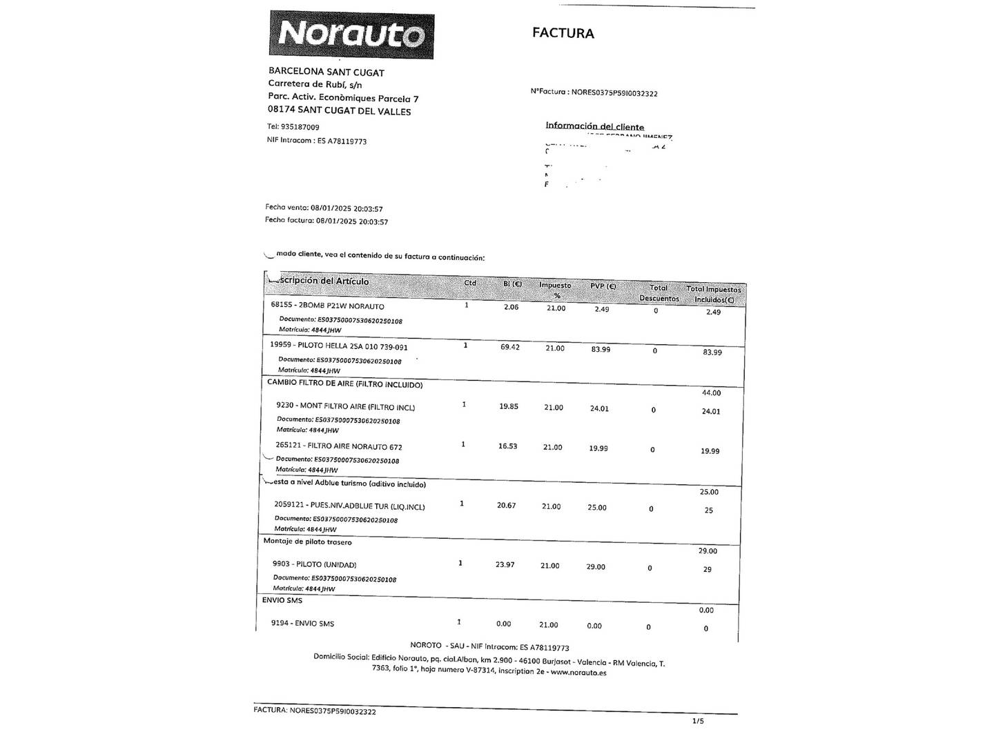 Foto del mantenimiento del Volkswagen Tiguan Volkswagen Tiguan T1 2.0 TDI BMT 4x2 (110 CV)