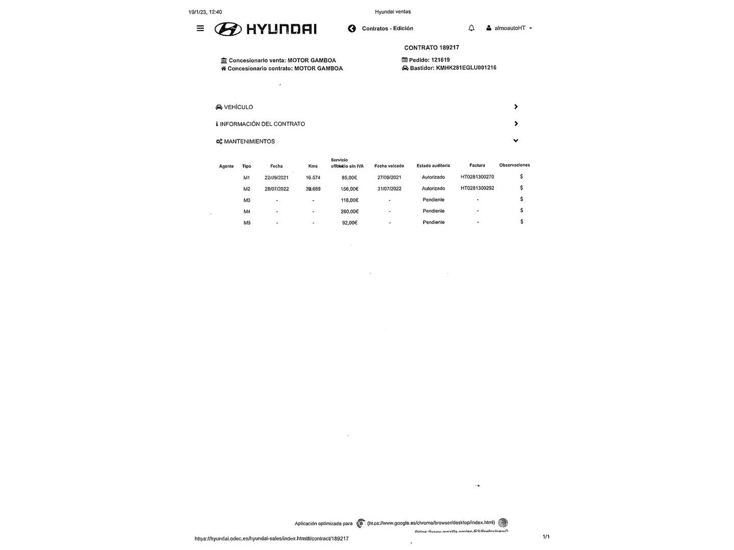Foto del mantenimiento del Hyundai Kona Hyundai Kona 1.6 GDI HEV Klass DT 104 kW (141 CV)