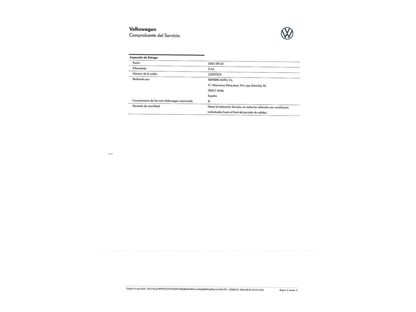 Foto del mantenimiento del Volkswagen Tiguan Volkswagen Tiguan Life 1.5 TSI (150 CV) DSG
