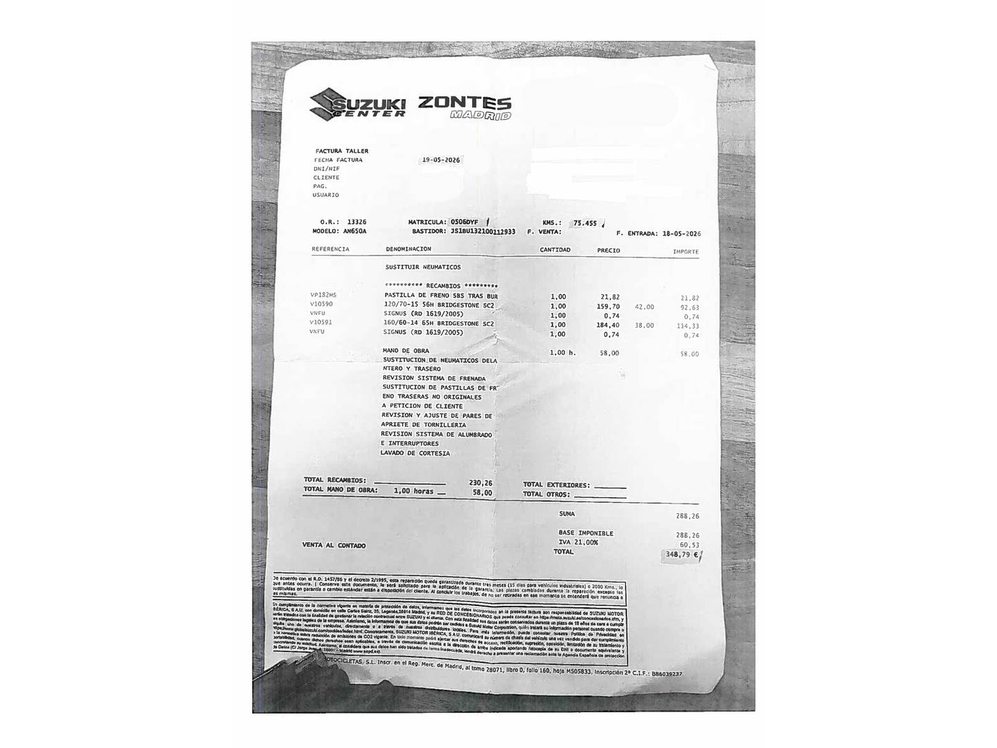 Foto del mantenimiento del Suzuki Burgman 650 Suzuki Burgman 650 (55 CV)