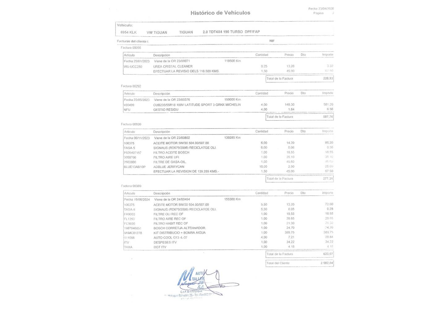 Foto del mantenimiento del Volkswagen Tiguan Volkswagen Tiguan Sport 2.0 TDI 4Motion (190 CV) DSG