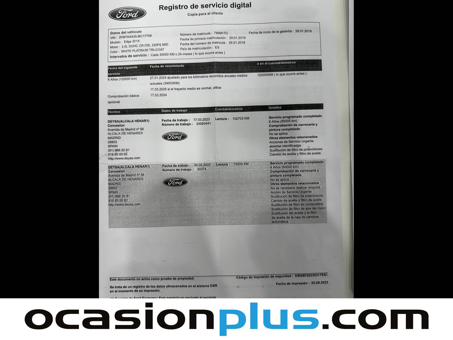Foto del mantenimiento del Ford Edge Ford Edge 2.0 TDCI ST-Line 4x4 PowerShift (210 CV)