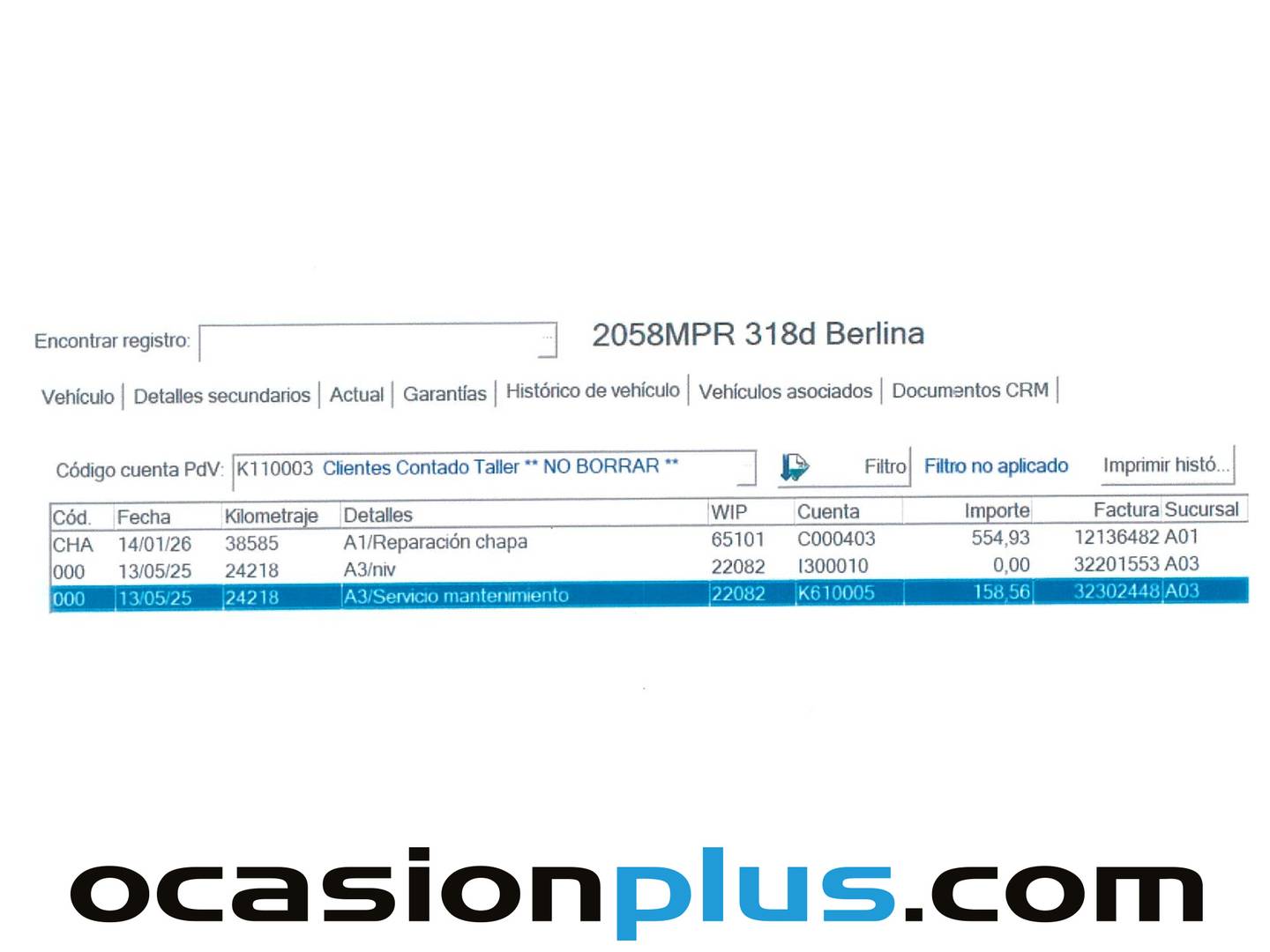 Foto del mantenimiento del BMW Serie 3 BMW Serie 3 318d (150 CV) Pack M