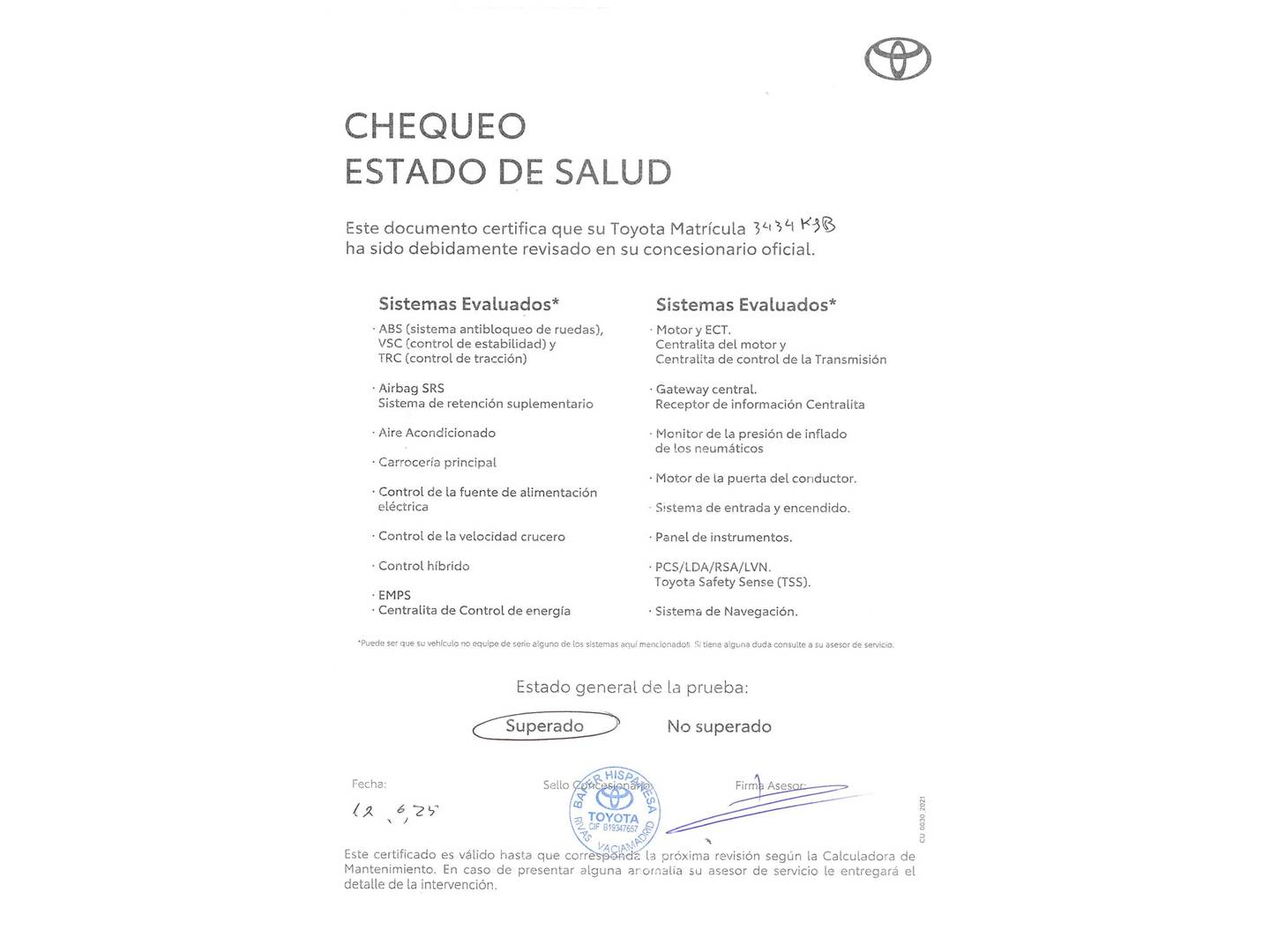 Foto del mantenimiento del Toyota Rav4 Toyota Rav4 2.5l hybrid Advance 2WD (197 CV)
