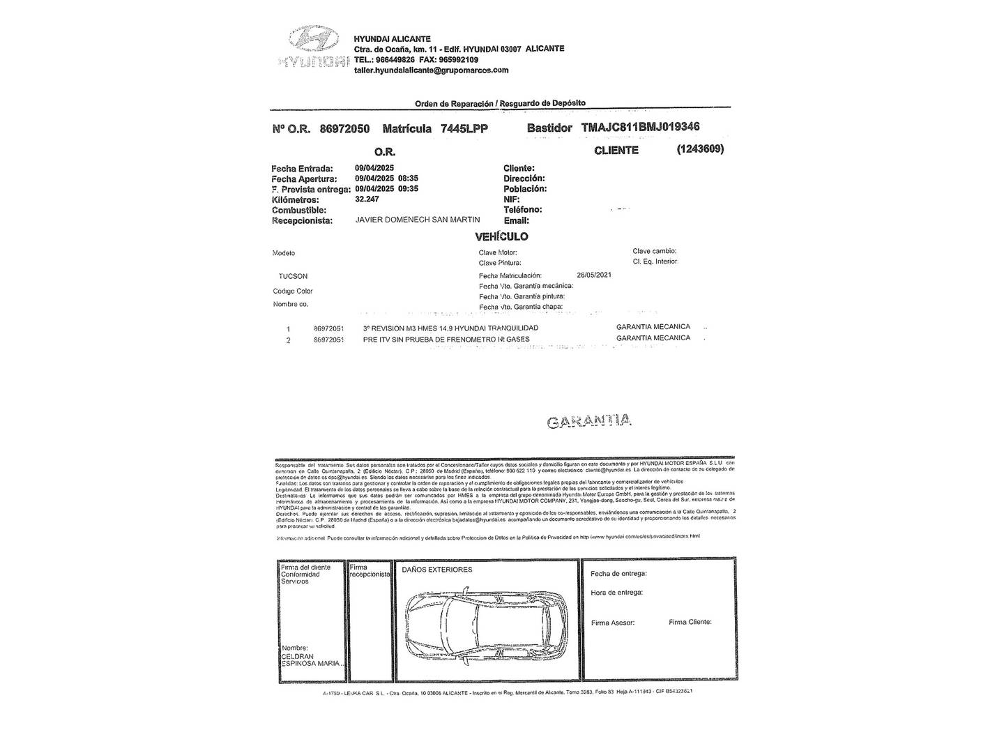 Foto del mantenimiento del Hyundai Tucson Hyundai Tucson 1.6 TGDI HEV Maxx Auto (230 CV)